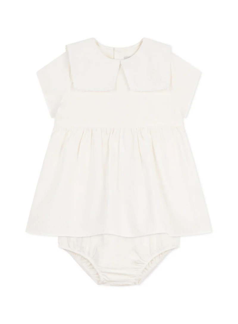 بيتي باتو Babies' dress in cotton/linen with short sleeves and bloomers